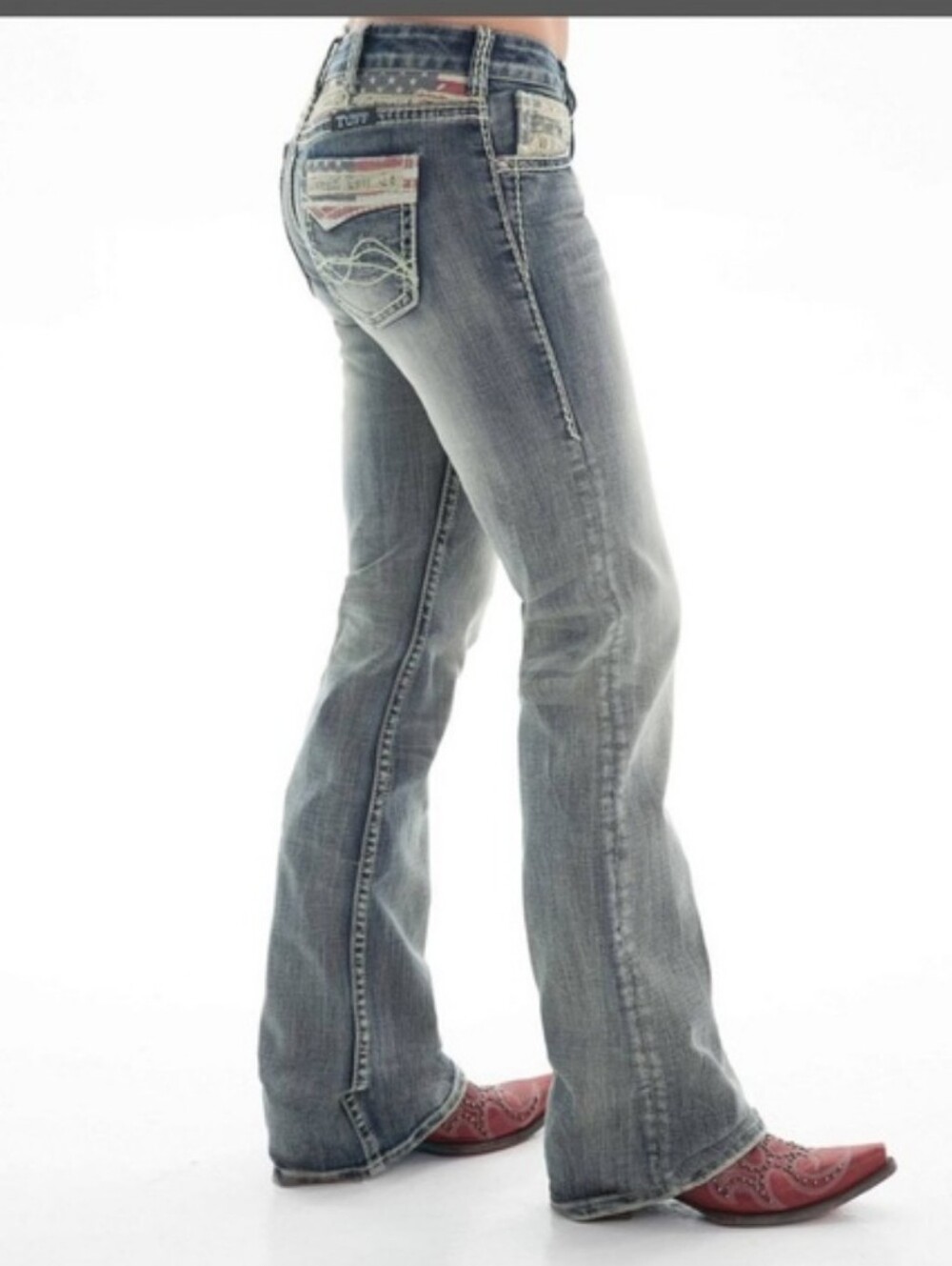 Cowgirl Tuff Co Flag of the Free Boot Cut Jeans Size 30
